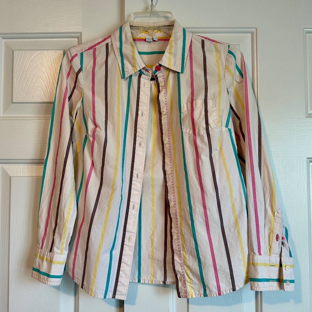 Boden tailored cotton shirt in Ivory Stripe size 4P